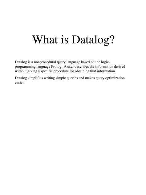main office datalog|Introduction to Datalog programming language.